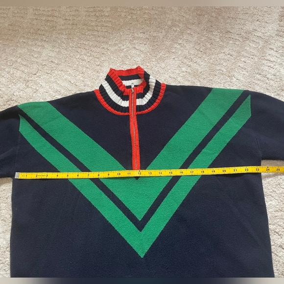 Maeve Navy & Green Chevron Half-Zip Sweater Size M - Picture 8 of 12